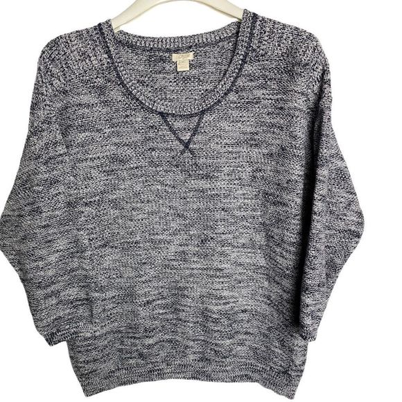 J.Crew vintage sweater blue white knitted  casual long sleeve shirt size XL - Picture 1 of 8